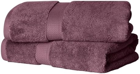 SUPERIOR Egyptian Cotton Plush & Absorbent, Bath Towel Set of 2, Plum