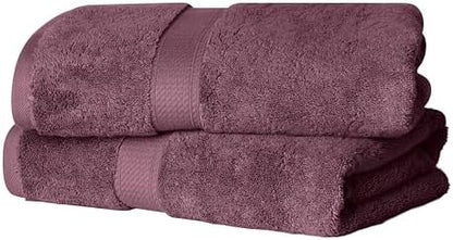 SUPERIOR Egyptian Cotton Plush & Absorbent, Bath Towel Set of 2, Plum