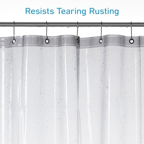 EHZNZIE Clear Black Shower Curtain Liner 72x72, PEVA Waterproof Bath Curtain, No Chemical Smell, 3 Weighted Magnets, Durable with Rustproof Metal Grommets