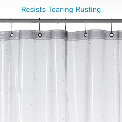 EHZNZIE Clear Black Shower Curtain Liner 72x72, PEVA Waterproof Bath Curtain, No Chemical Smell, 3 Weighted Magnets, Durable with Rustproof Metal Grommets