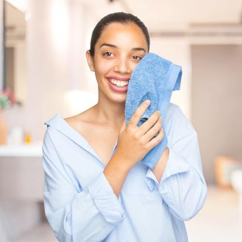 QUBA LINEN 100% Cotton Washcloth Set – Soft, Absorbent Face Towels for Bathroom & Gym Use – Reusable, Durable, Machine Washable Wash Cloths - Multi-Color, 12x12 Inches, Pack of 12