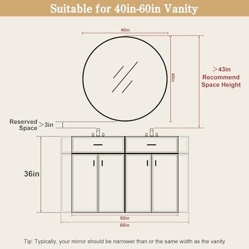 WallBeyond Round Wood Mirror, 40" Round Modern Decoration Large Circle Wall Mirror for Bathroom Living Room Bedroom Entryway, Honey