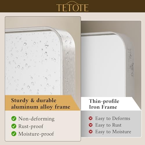 TETOTE Brushed Nickel Bathroom Mirror 24 x 30 Inch for Vanity Metal Framed Mirror Modern Farmhouse for Living Room Entryway(Horizontal/Vertical)