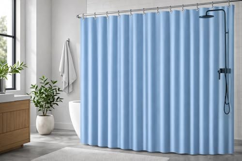 EHZNZIE Light Blue Shower Curtain Liner 72x72, PEVA Waterproof Bath Curtain, No Chemical Smell, 3 Weighted Magnets, Durable with Rustproof Metal Grommets