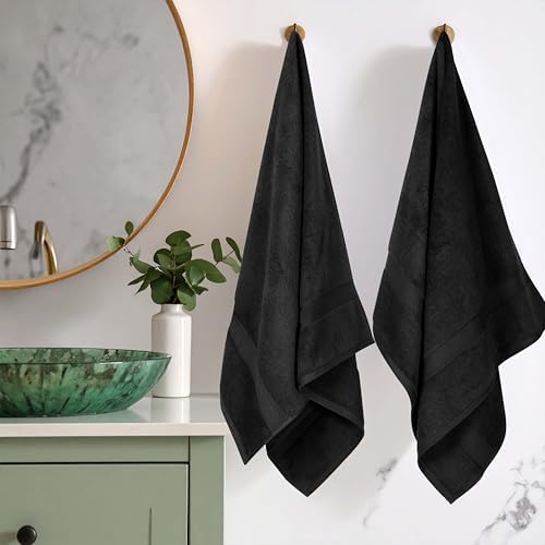 SUPERIOR Egyptian Cotton Plush & Absorbent, Bath Towel Set of 2, Black