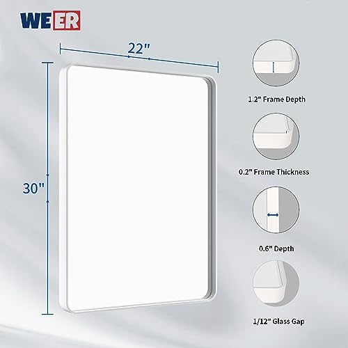 WEER White Bathroom Vanity Mirror 22x30 Inch