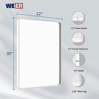 WEER White Bathroom Vanity Mirror 22x30 Inch