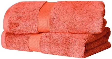 Superior Egyptian Cotton Plush & Absorbent, Bath Towel Set of 2, Coral