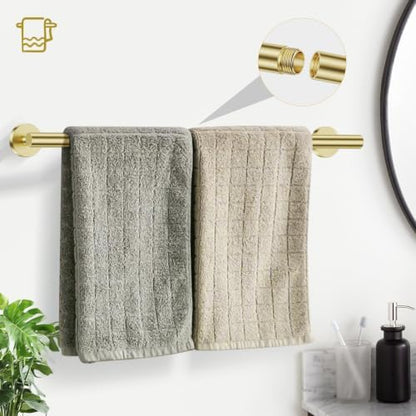 TURS Brushed Gold Bathroom Hardware Set 5 Piece, SUS304 Stainless Steel Bath Towel Bar Set, 24 Inch Bathroom Accessories Kit Wall Mounted