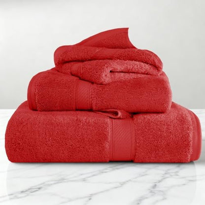SUPERIOR Egyptian Cotton Ultra Plush & Absorbent, 3 Piece Set, Red