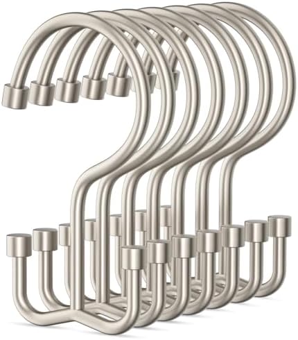Goowin Shower Curtain Hooks, Shower Curtain Rings, Metal Shower Curtain Hangers Rust Proof, Double Glide Shower Rings for Curtain, Shower Hooks for Shower Curtain, Matte Nickel, 12 Pack-Cylinders