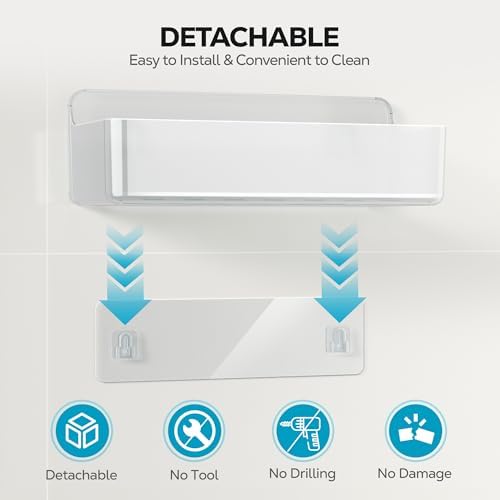 Nieifi Adhesive Shower Shelves, Clear, 3 Pieces