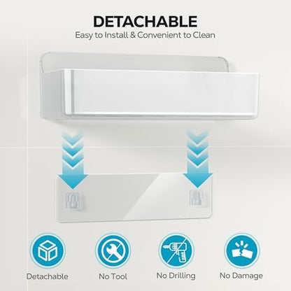 Nieifi Adhesive Shower Shelves, Clear, 3 Pieces