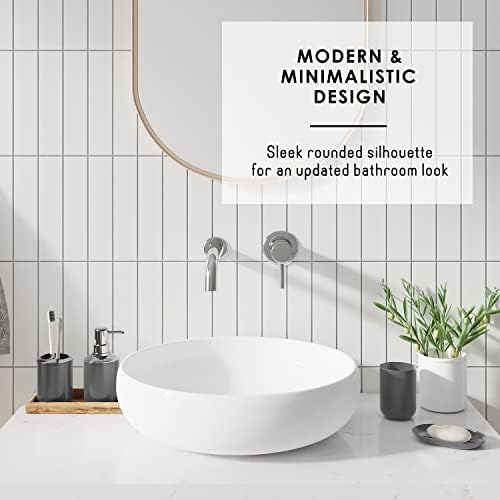 Clara Clark Bathroom Accessories Set - 28PC Bathroom Set with Adhesive Corner Shower Caddy Hanging, Bathroom Sets with Shower Curtain and Rugs, Grey Shower Curtain Set with Bathroom Trash Can