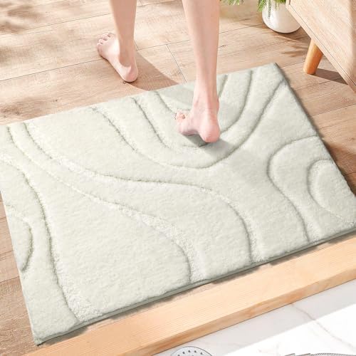 DEXDE Bathroom Rugs Non-Slip Mat for Bathroom Floor Tub Shower, 24x36 White
