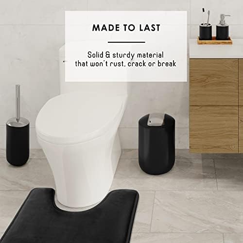 Clara Clark Bathroom Set - Black Bathroom Accessories Set, 20PC Bathroom Accessory Set, Shower Curtain Set, Soap Dispenser, Toilet Brush, & Trash Can