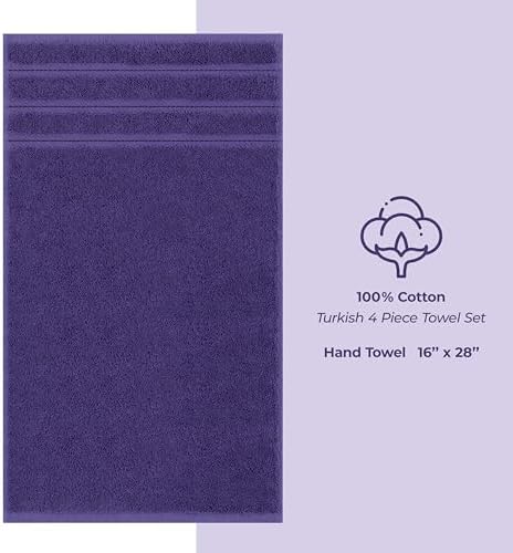 American Soft Linen 100% Cotton Luxury Turkish Towels, 4 PC Hand Towel Set