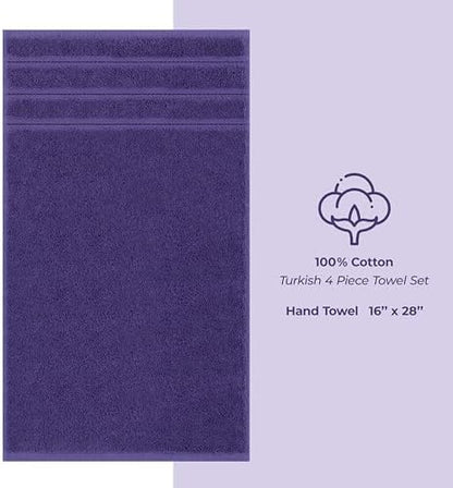 American Soft Linen 100% Cotton Luxury Turkish Towels, 4 PC Hand Towel Set