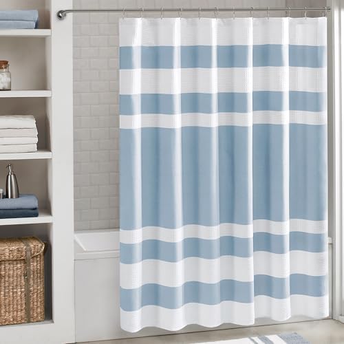 Madison Park Spa Waffle Weave Extra Wide Shower Curtain, 108 x 72, Blue