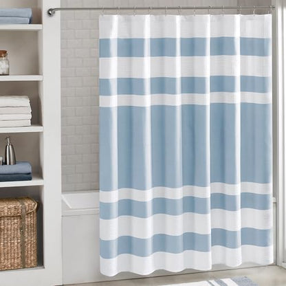 Madison Park Spa Waffle Weave Extra Wide Shower Curtain, 108 x 72, Blue
