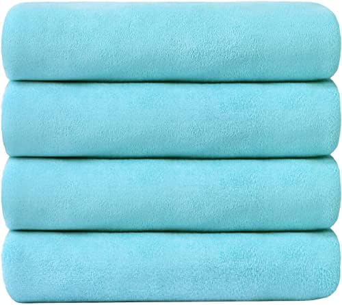 JML Microfiber Bath Towels, Sky Blue, 27" x 55", Pack of 4