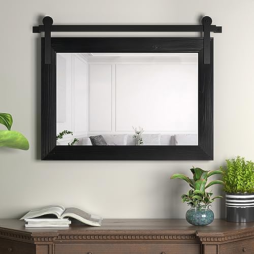 COGOOD Farmhouse Barn Door Mirror - 18 x 25 Black