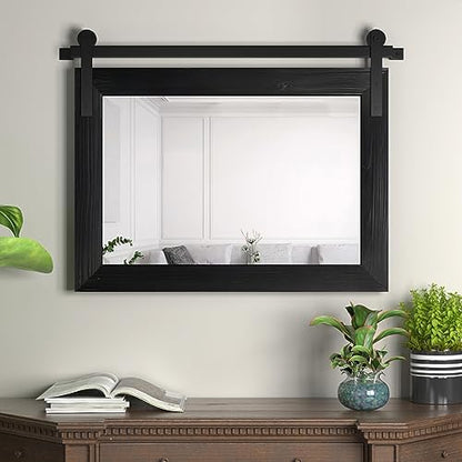 COGOOD Farmhouse Barn Door Mirror - 18 x 25 Black