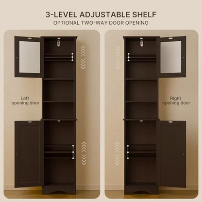 Gizoon Tall Bathroom Storage Cabinet with Adjustable Shelves