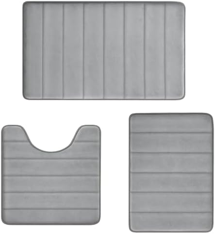 Bathroom Mats Memory Foam Bath Rug Set 3 Piece Non-Slip Bath Mats, Absorbent Shaggy Rugs, Machine Wash, Perfect Plush Bathroom Rugs, BathCarpets Set,Bath Mats for Bathroo Home Decor Accessories