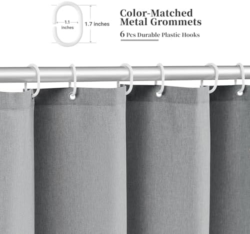 BTTN Stall Boho Scalloped Linen Textured Shower Curtain, 36x72, Grey/Gray