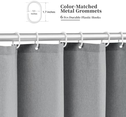 BTTN Stall Boho Scalloped Linen Textured Shower Curtain, 36x72, Grey/Gray