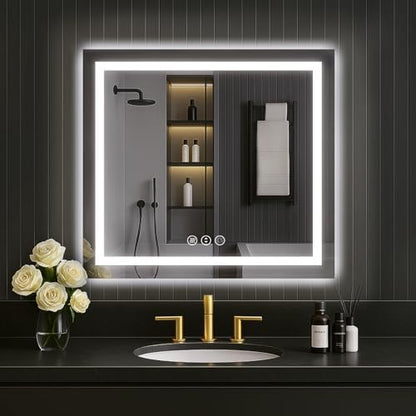 LOAAO 30"X30" LED Bathroom Mirror with Lights, UL Listed