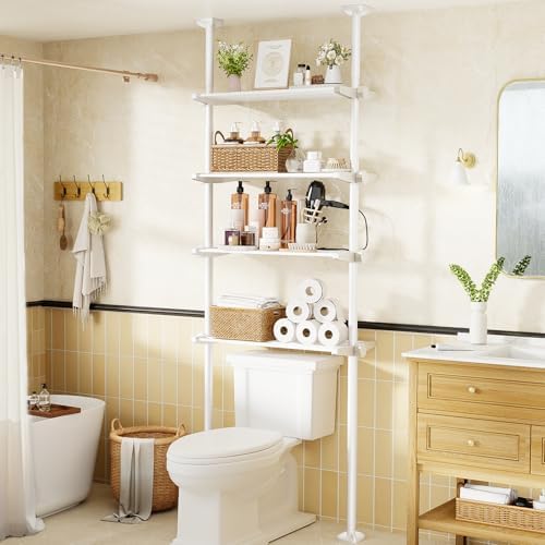 Over The Toilet Storage Shelf No Drill 4-Tier Adjustable Bathroom Organizer