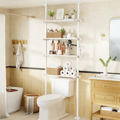 Over The Toilet Storage Shelf No Drill 4-Tier Adjustable Bathroom Organizer