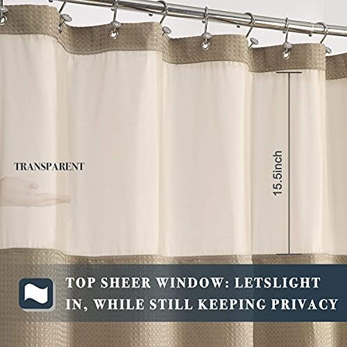 N&Y HOME Extra Long Waffle Shower Curtain with Snap Liner 71x84, Linen