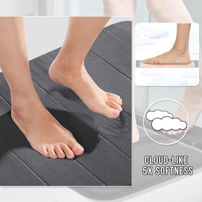 Yimobra Memory Foam Bathroom Mat Set, 31.5 x 20 & 24 x 17 in, Dark Gray