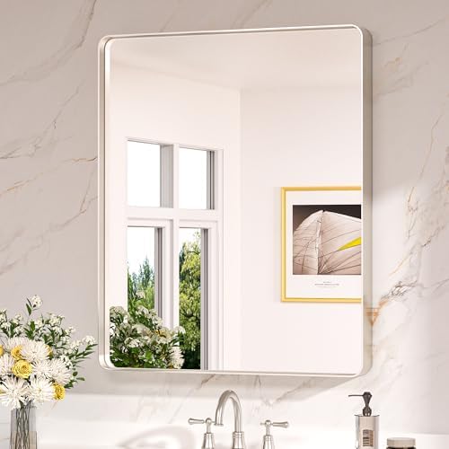 Keonjinn 30 x 36 Inch Brushed Nickel Bathroom Mirrors for Over Sink