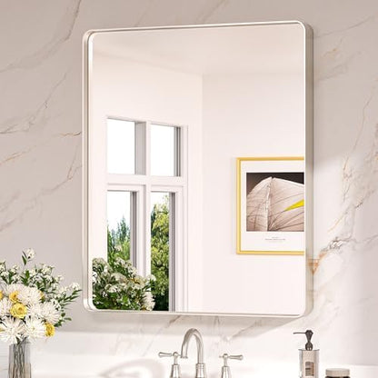 Keonjinn 30 x 36 Inch Brushed Nickel Bathroom Mirrors for Over Sink