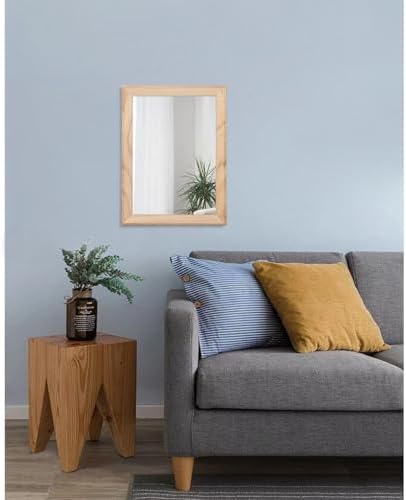 AAZZKANG Rustic Mirrors for Wall Rectangle Wood Frame Mirror Decorative for Farmhouse Bedroom Bathroom Living Room Small