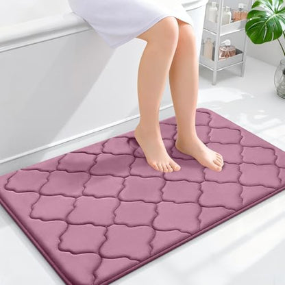OLANLY Memory Foam Bath Mat Rug 36x24, Ultra Soft Bathroom Rugs, Mauve
