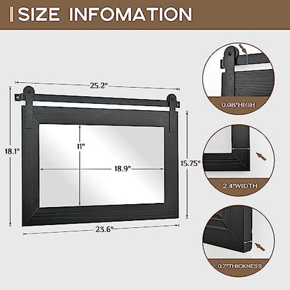 COGOOD Farmhouse Barn Door Mirror - 18 x 25 Black