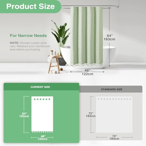 Dynamene Stall Boho Shower Curtain Tufted Chevron 48"x72" Sage Green