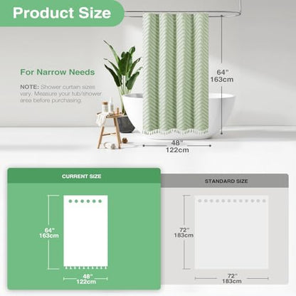 Dynamene Stall Boho Shower Curtain Tufted Chevron 48"x72" Sage Green