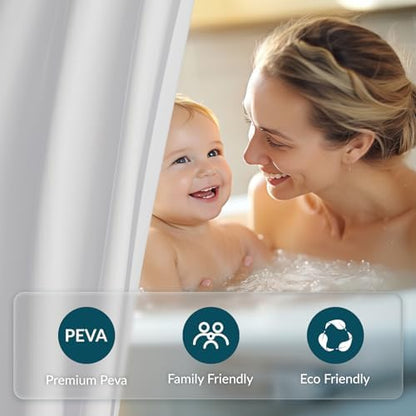 Titanker White Shower Curtain Liner, 72x65 PEVA Shower Liner Inside Shower Curtain Liner Washable Shower Curtains for Bathroom with Magnets and Rustproof Metal Grommet Holes
