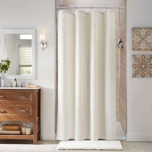 Naturoom Linen Shower Curtain 42x72 Inch for Bathroom Beige 1 Panel