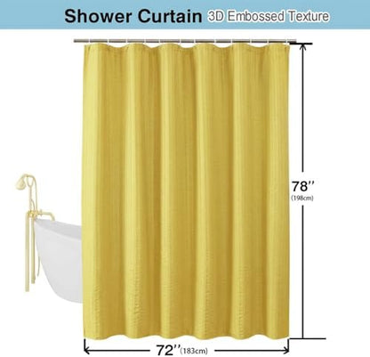 Aiyufeng Moga Lemon Yellow Shower Curtain - 3D Embossed Cloth Shower Curtain for Bathroom, Hotel Luxury Yellow Bathroom Curtains, Machine Washable, Standard Size 72Wx78H