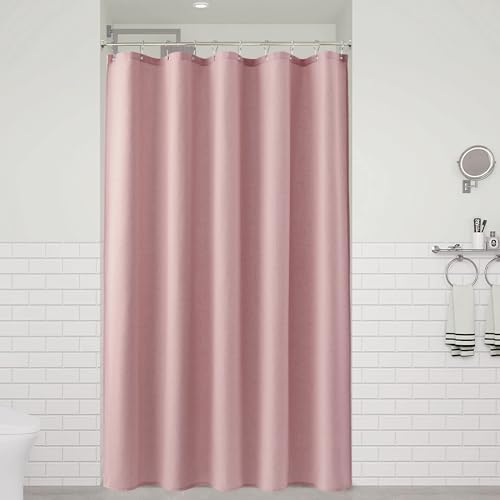 Naturoom Linen Shower Curtain 54x78 Inch for Bathroom Pink 1 Panel