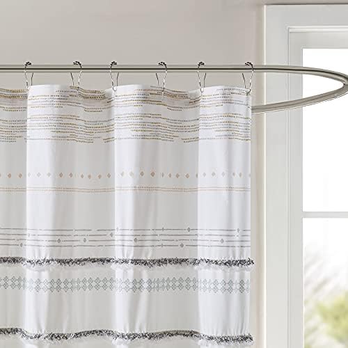 INK+IVY NEA Shower Curtain for Bathroom, Cotton, 72 x 72, Off White/Gray