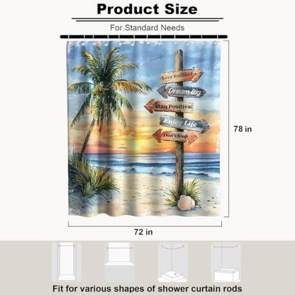 Beach Ocean Luxury Shower Curtain Palm Tree Funky Aesthetic Art Scenic