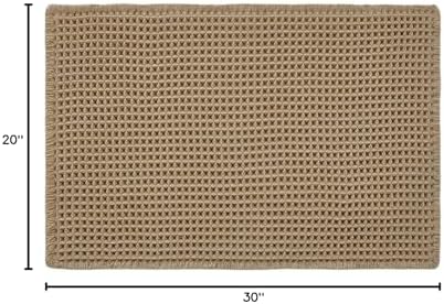 TYUU Waffle Bath Mat, Boho Bathroom Rugs Non Slip Washable, 30x20 Khaki